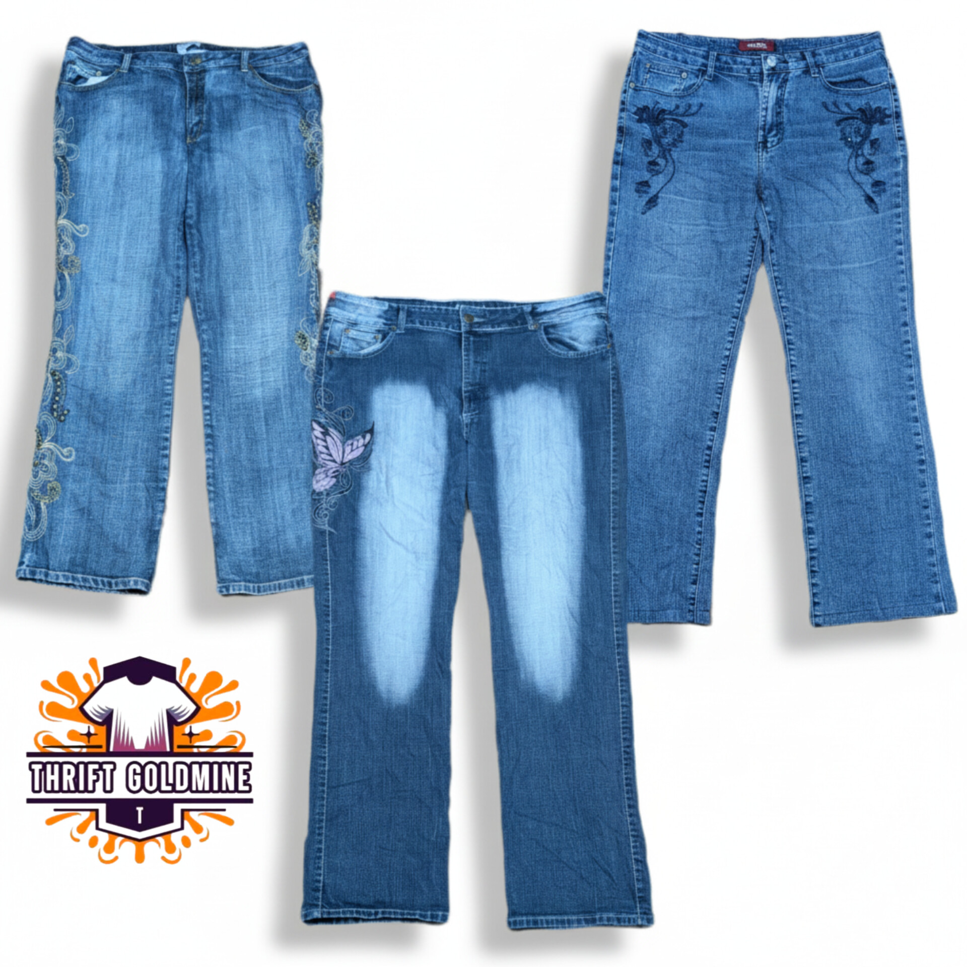 Y2Kエンベリッシュドフレアジーンズ