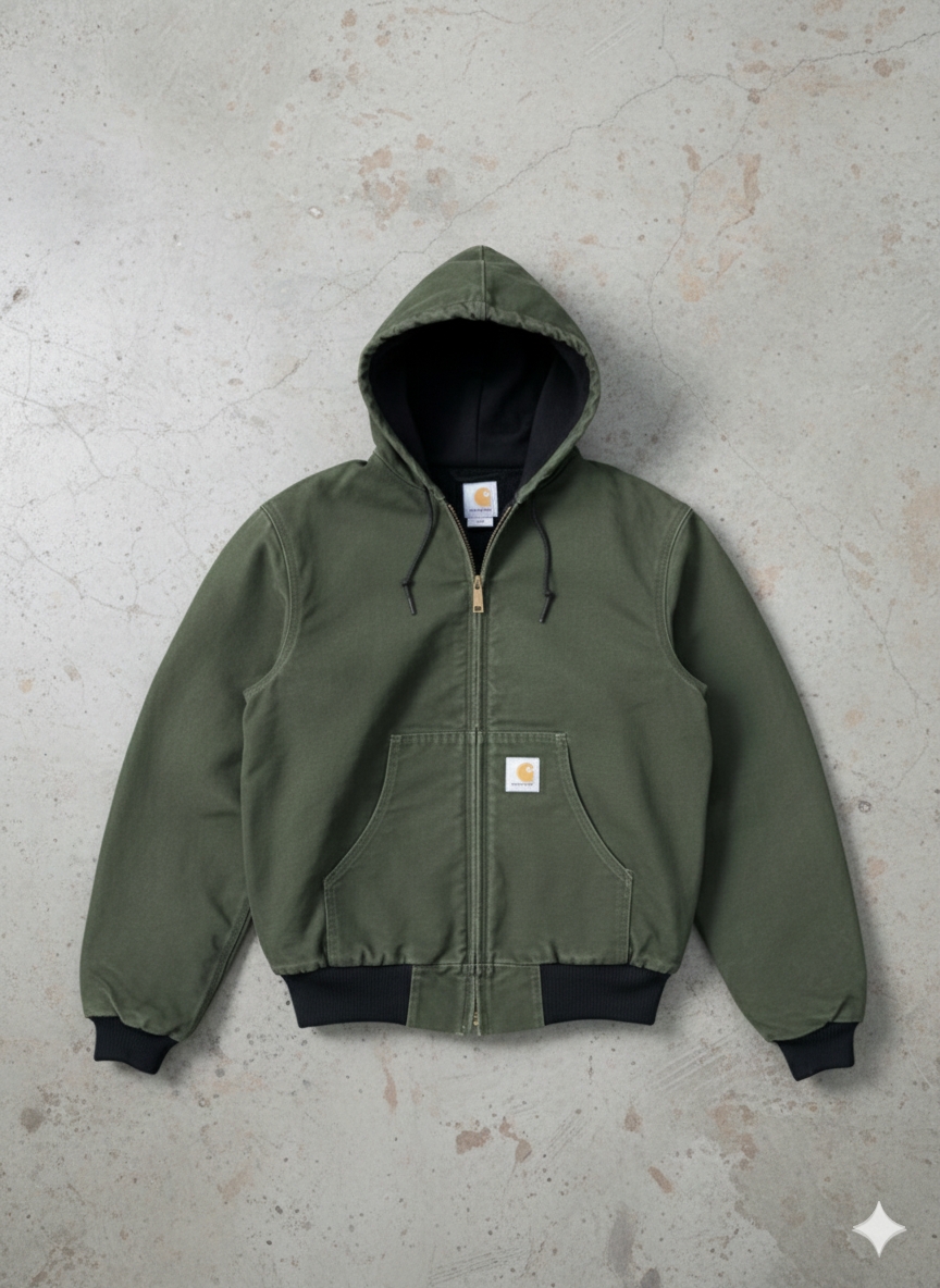 Carhartt rework style green hooded jackets