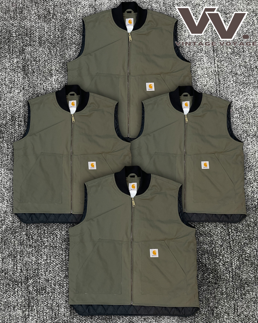 Carhartt style retravaillé gilet couleur vert olive #3112