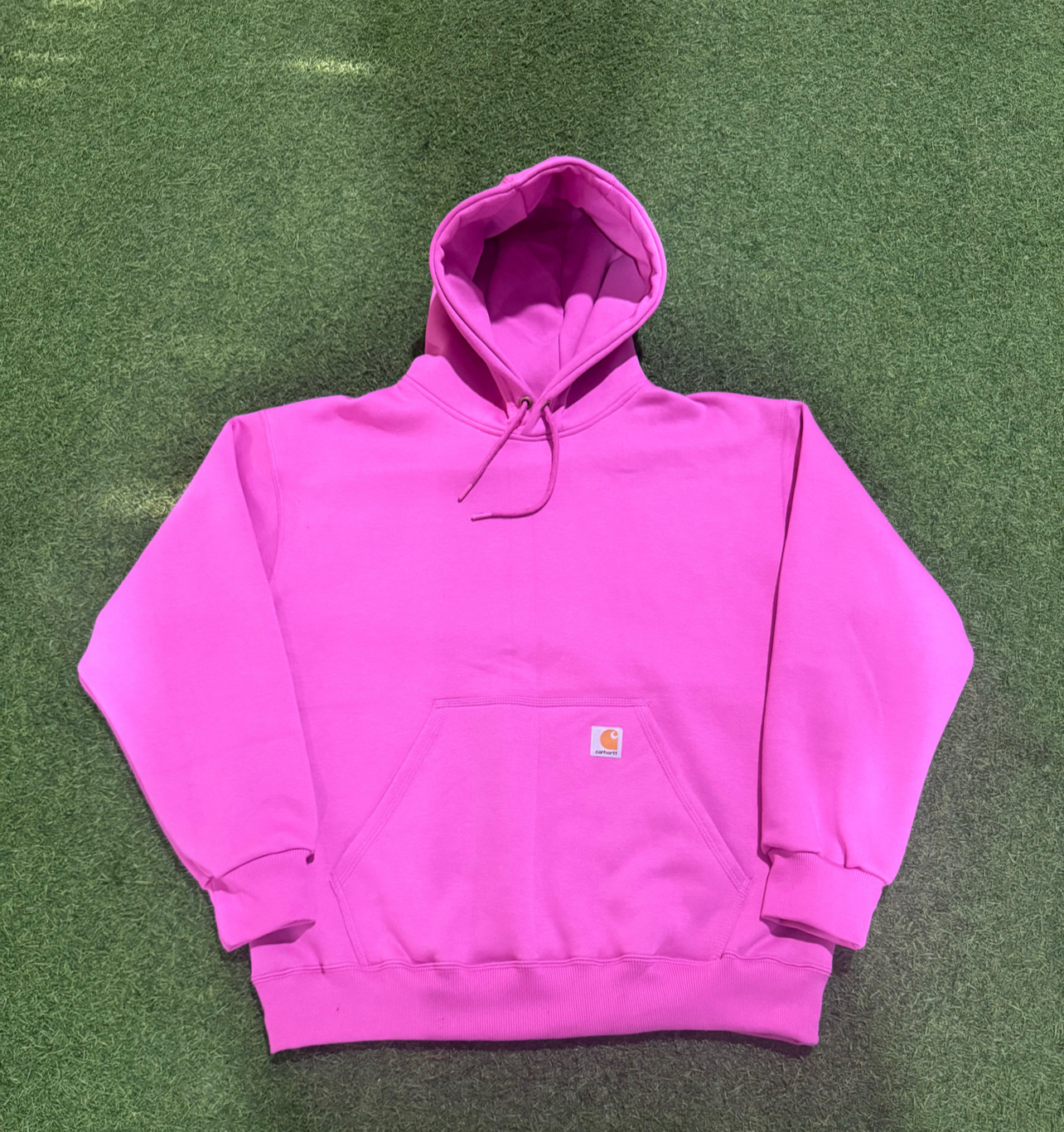 Carhartt リワークスタイル ピンク フーディ スウェットシャツ