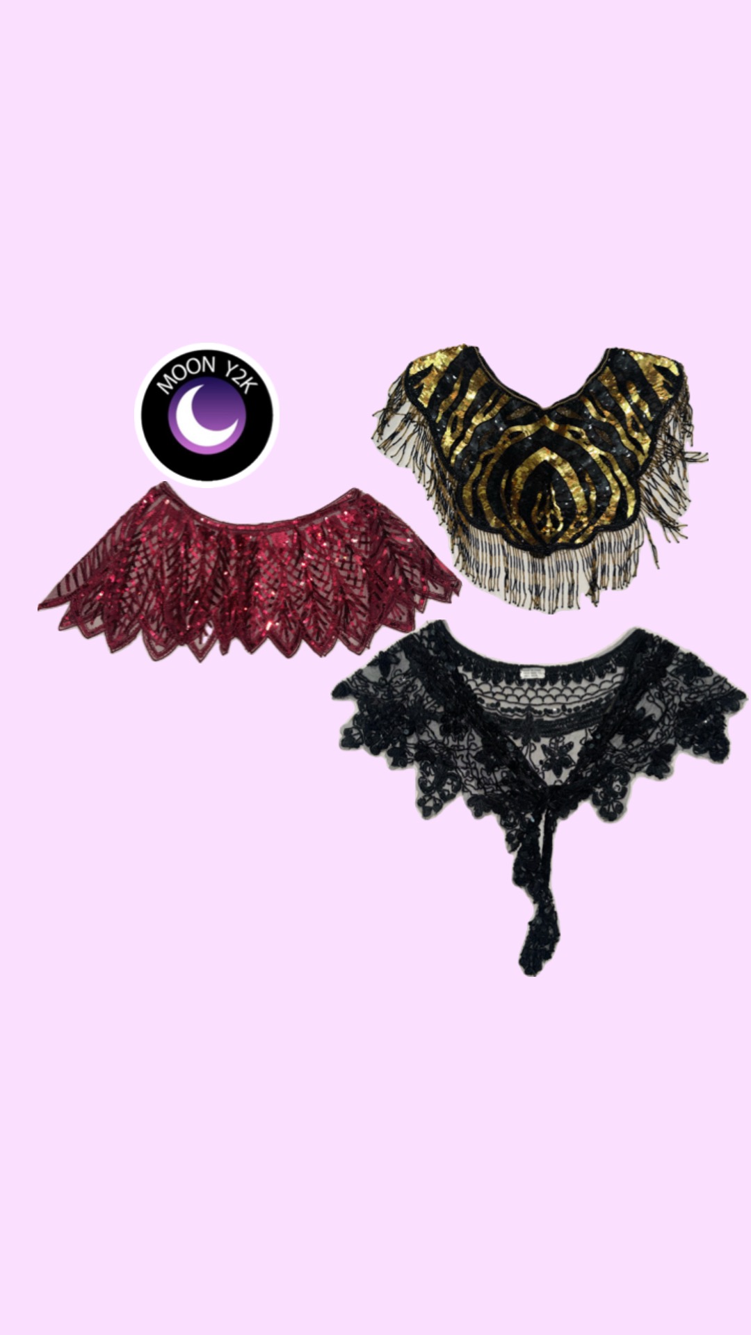 Y2k capes/scarfs perles