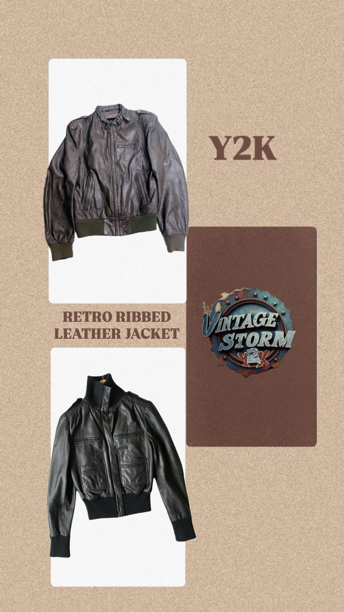 Y2K Retro Ribbed Leather Jacket