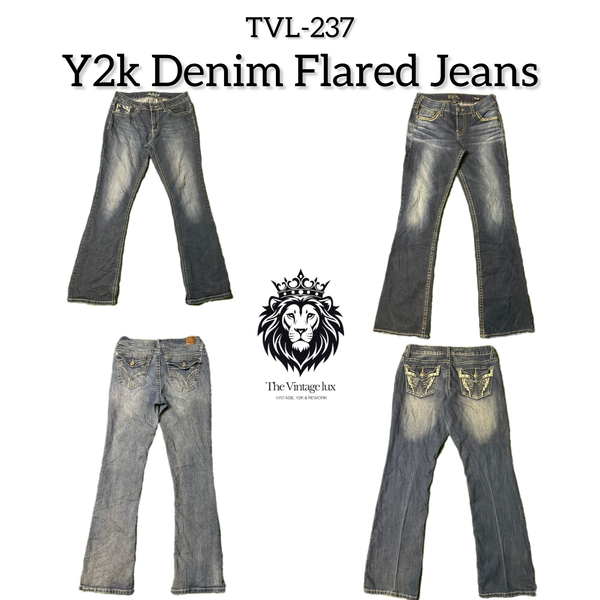 Y2Kデニムフレアジーンズ (TVL-236)
