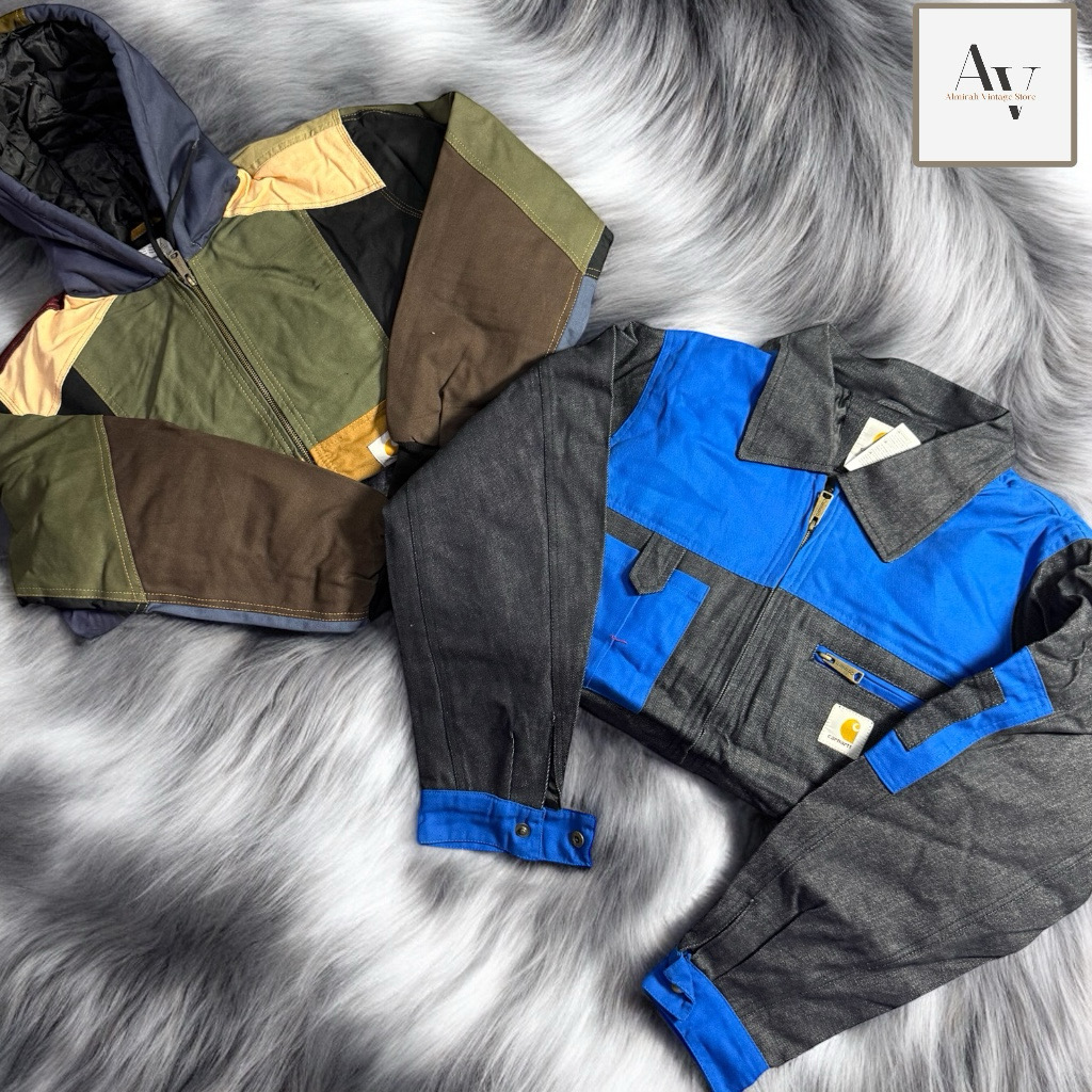 Carhartt rework style denim and patchwork jacket