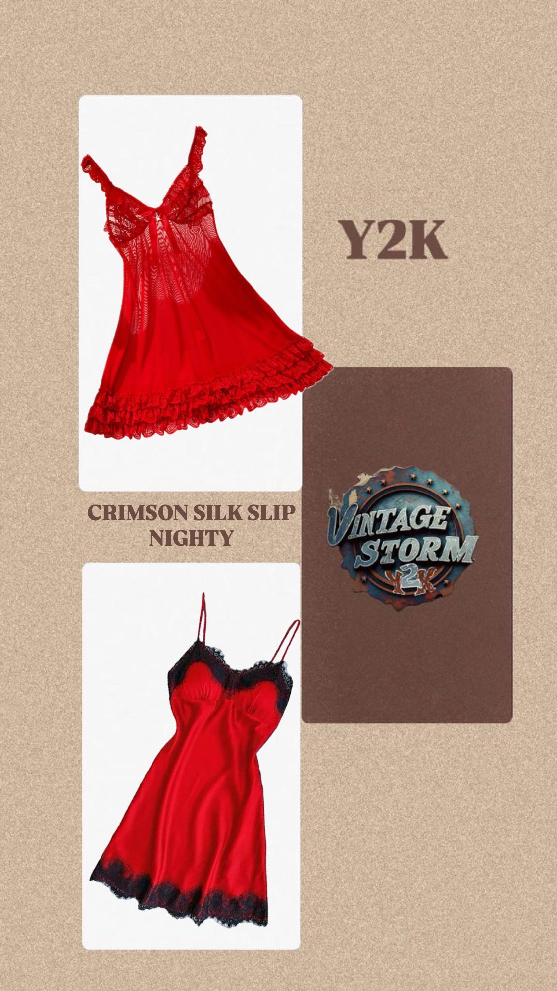 Robe de nuit en soie cramoisie Y2K