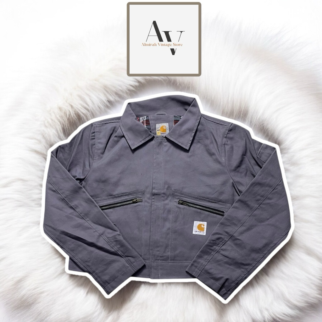 Carhartt rework style cropped gray jacket
