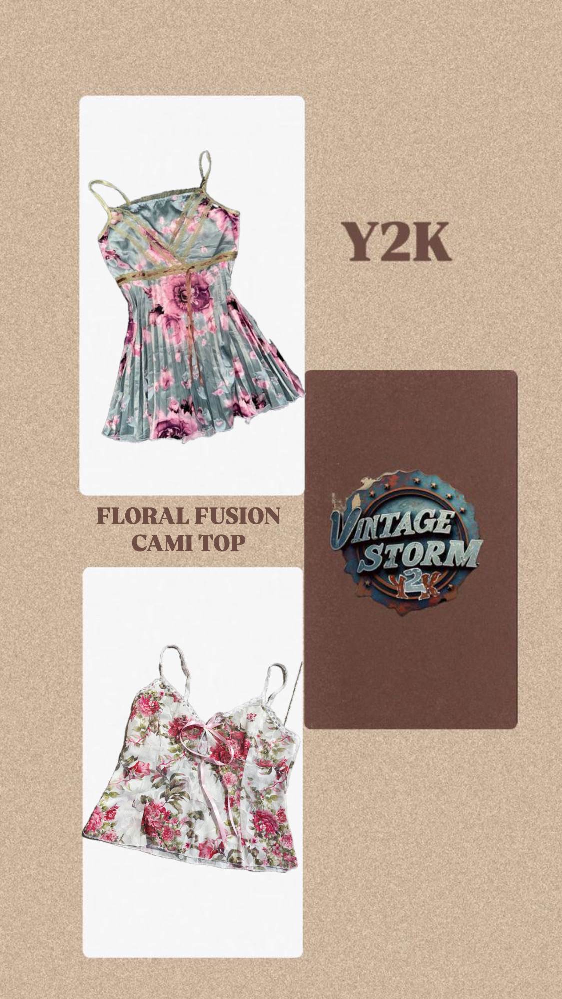 Y2K Floral Fusion Cami Tops