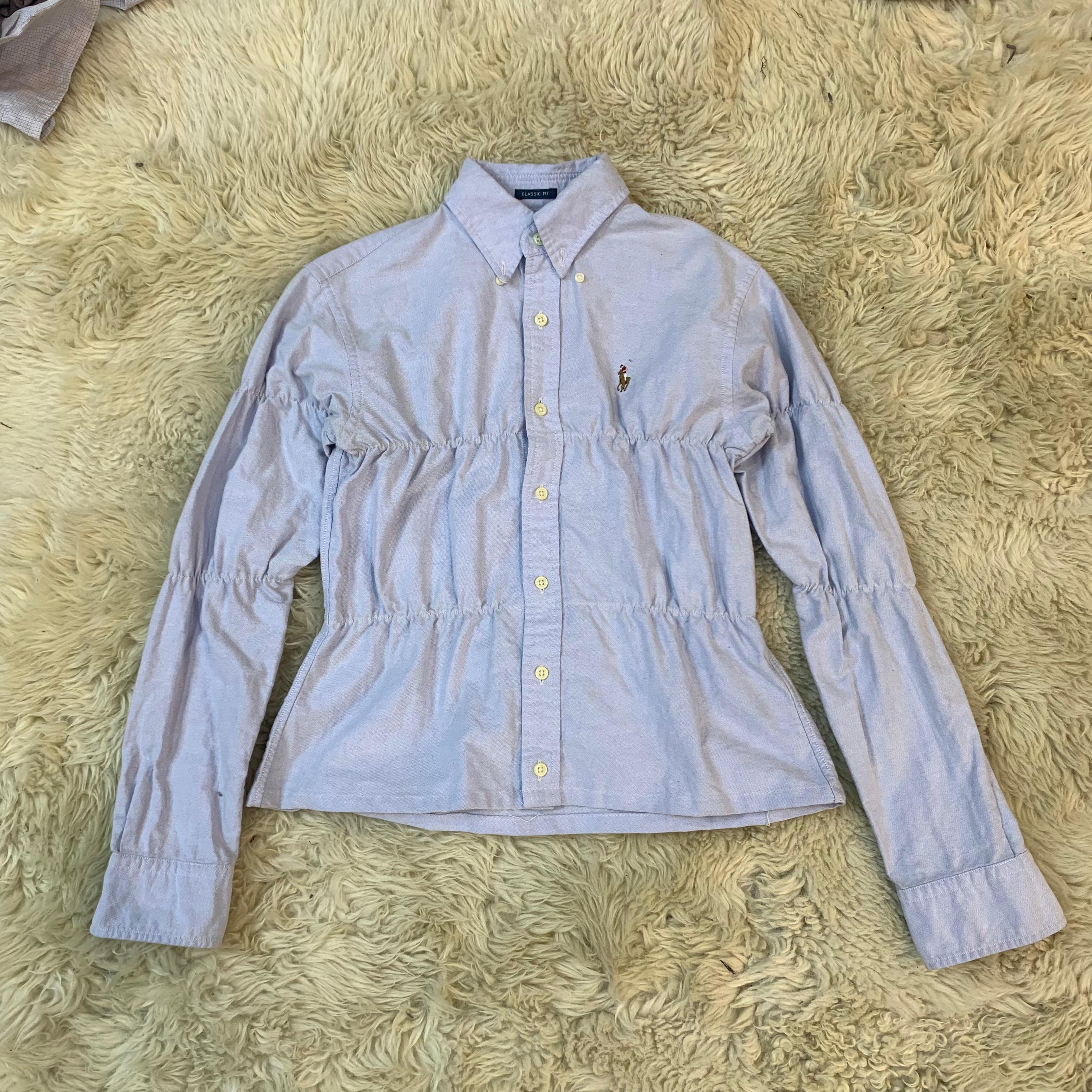 Chemise cropped Ralph Lauren revalorisée avec détails froncés