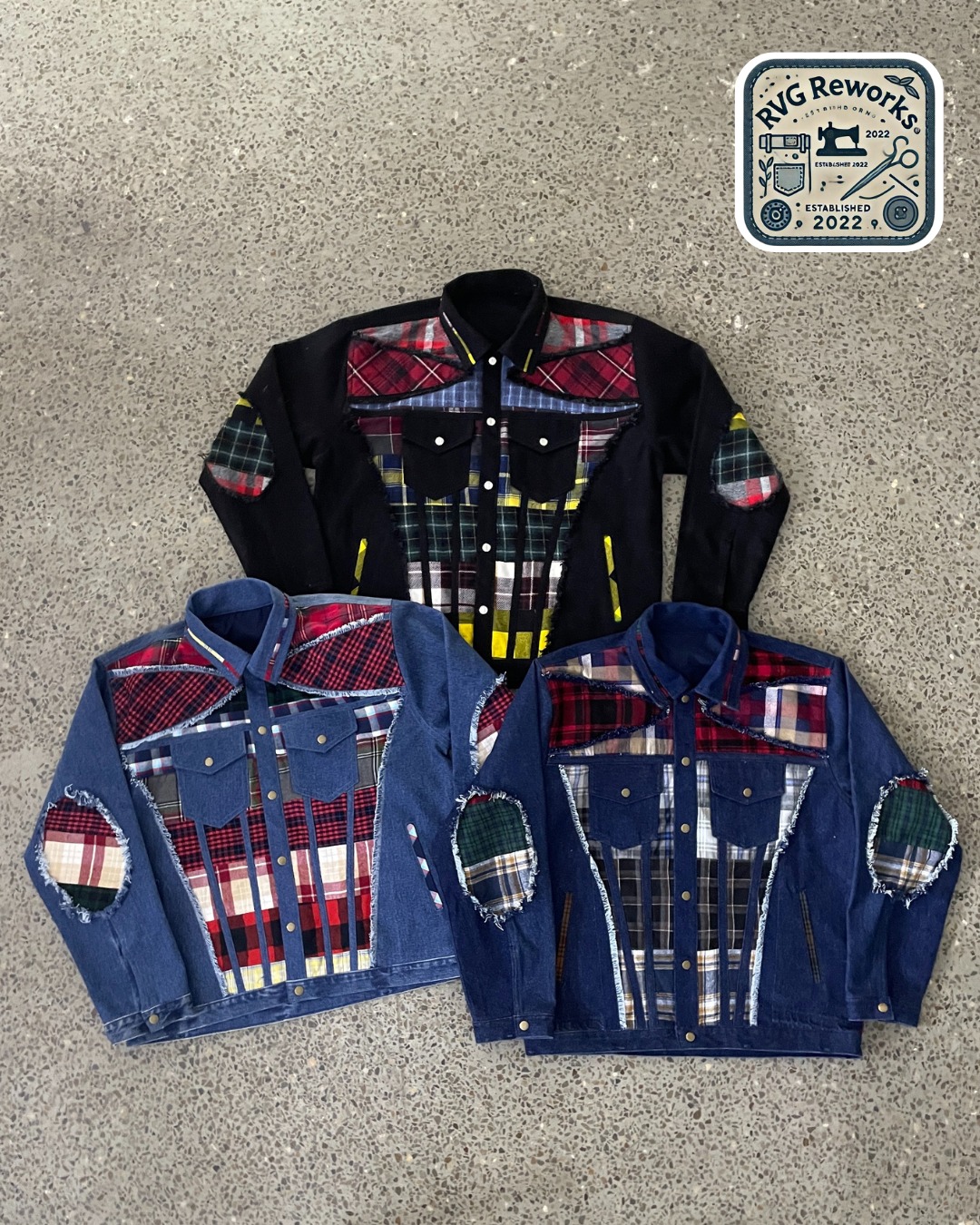 Upcycled Plaid Panel Patchwork Denim Jacket