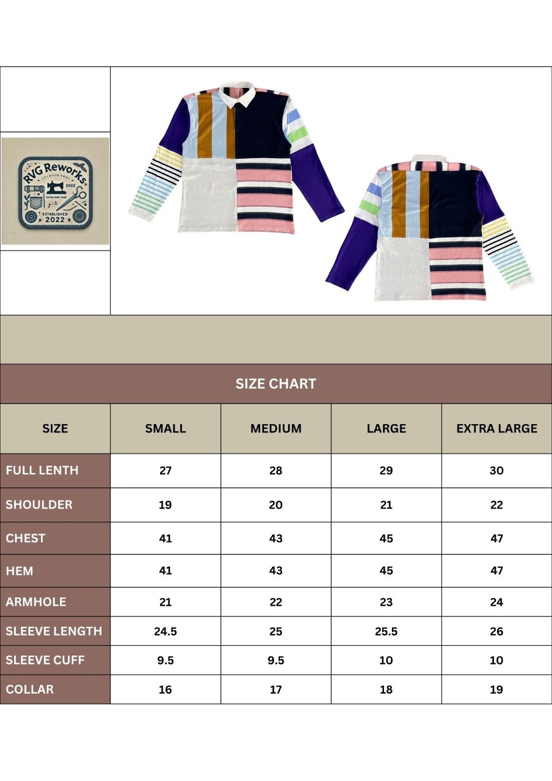 Upcycled Patchwork Long-Sleeve Polo Shirt