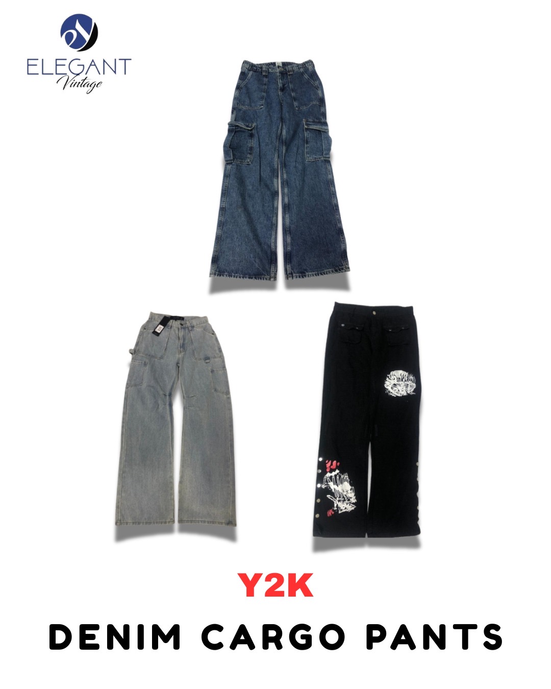 Pantalons cargo en denim Y2K - EV1771