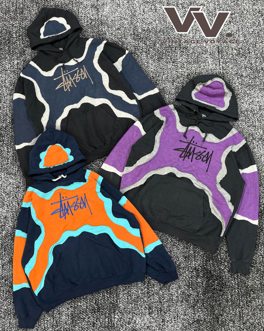 Hoodies en patchwork fou retravaillés par Stussy #2126