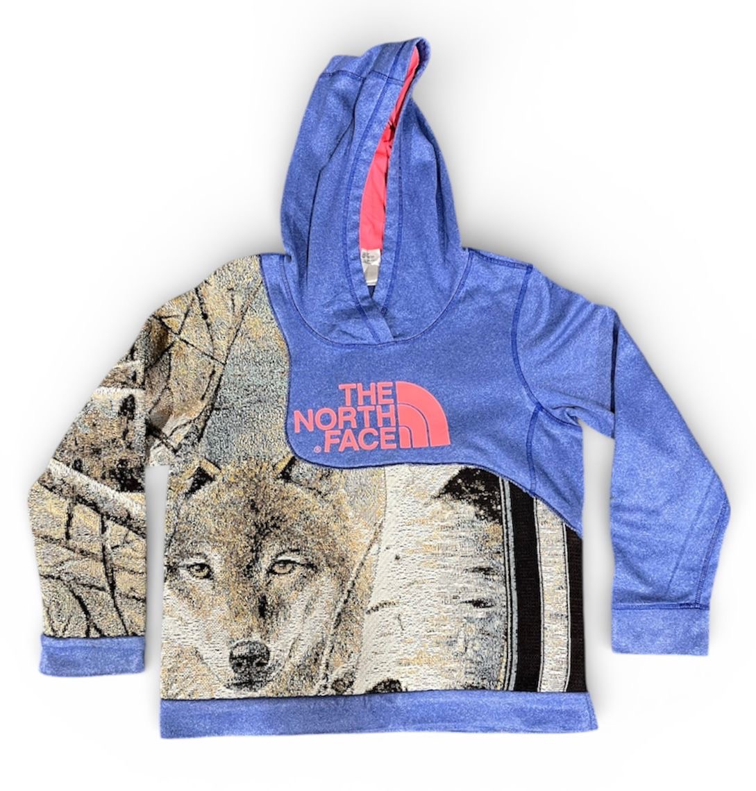 Fs-58 Upcycled the north face sweatshirt hoodie with tapestry
