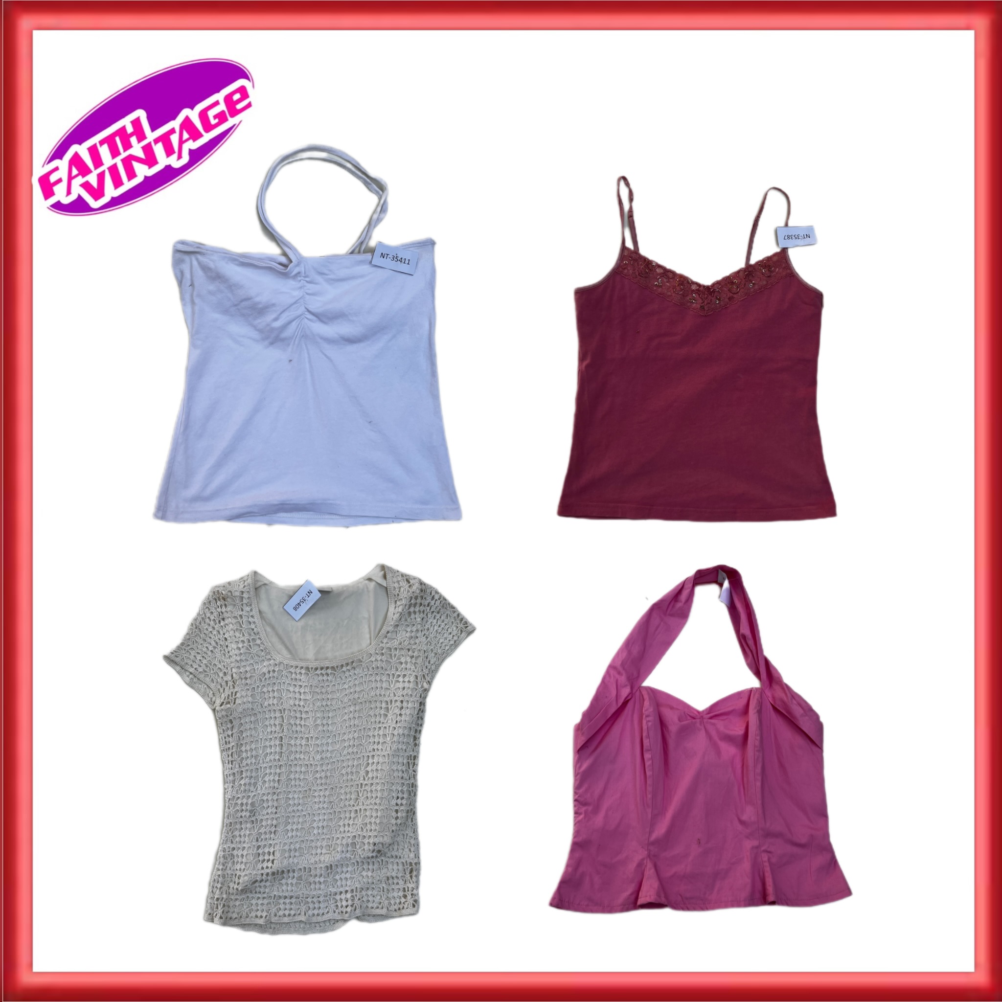 「ピンク＆ホワイトパレットミックストップスカートとドレスバンドル（FV-299）」