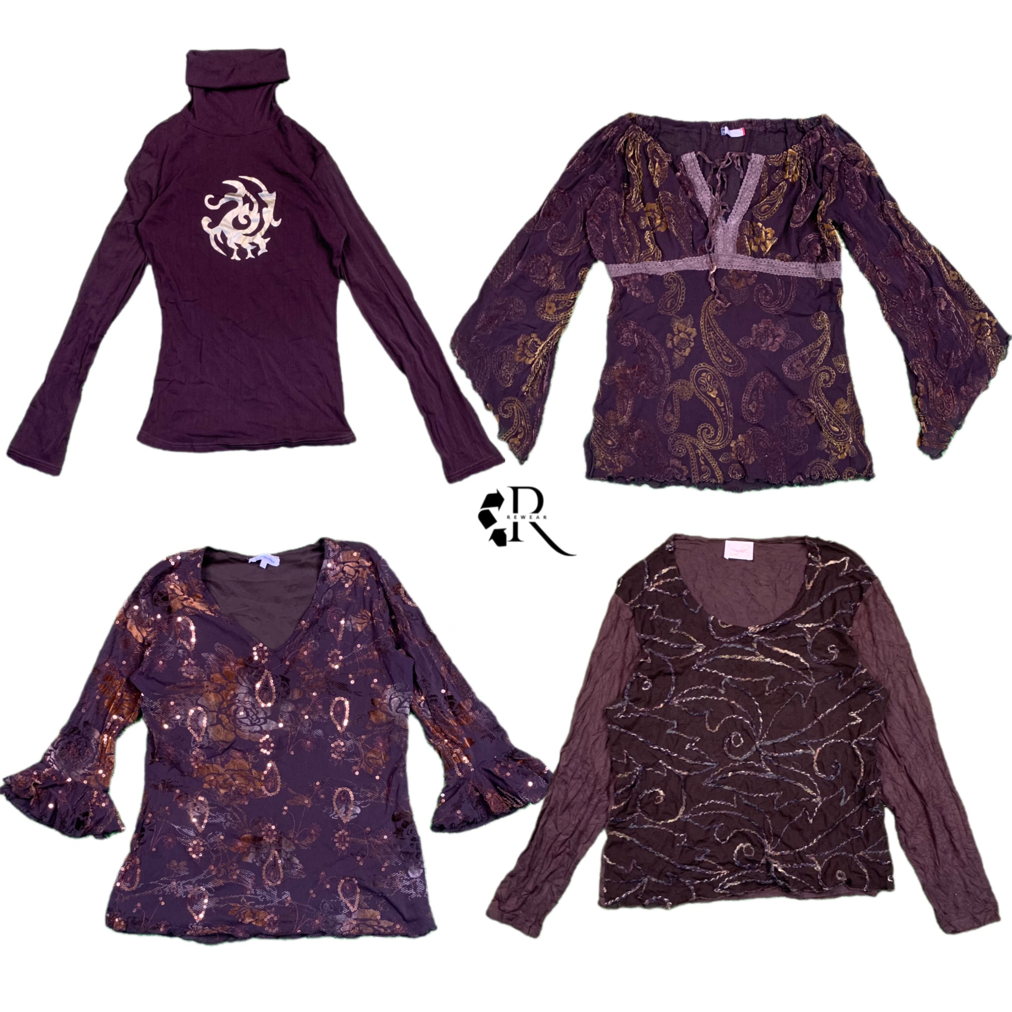 Y2K エッジィガール プリント フルスリーブ トップス Re-1441