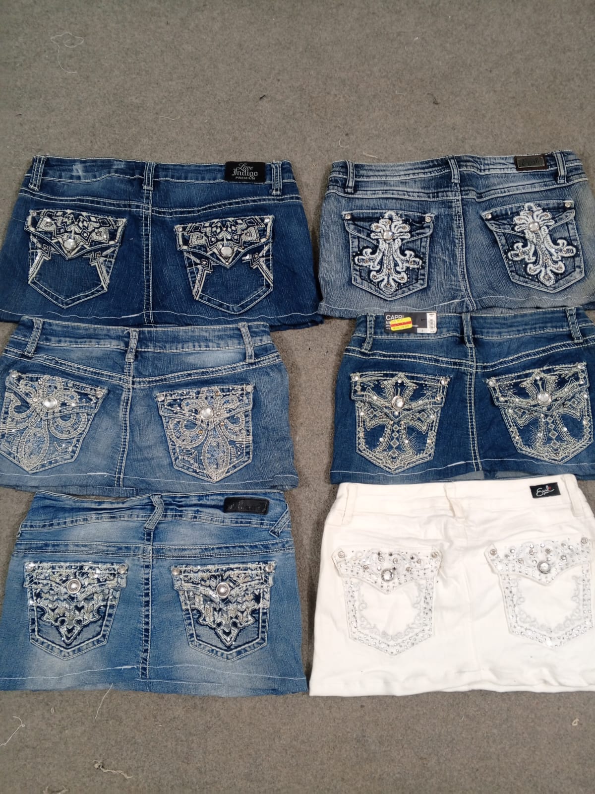 HD1282 Ladies Upcycled Y2K Denim Micro Mini Skirts