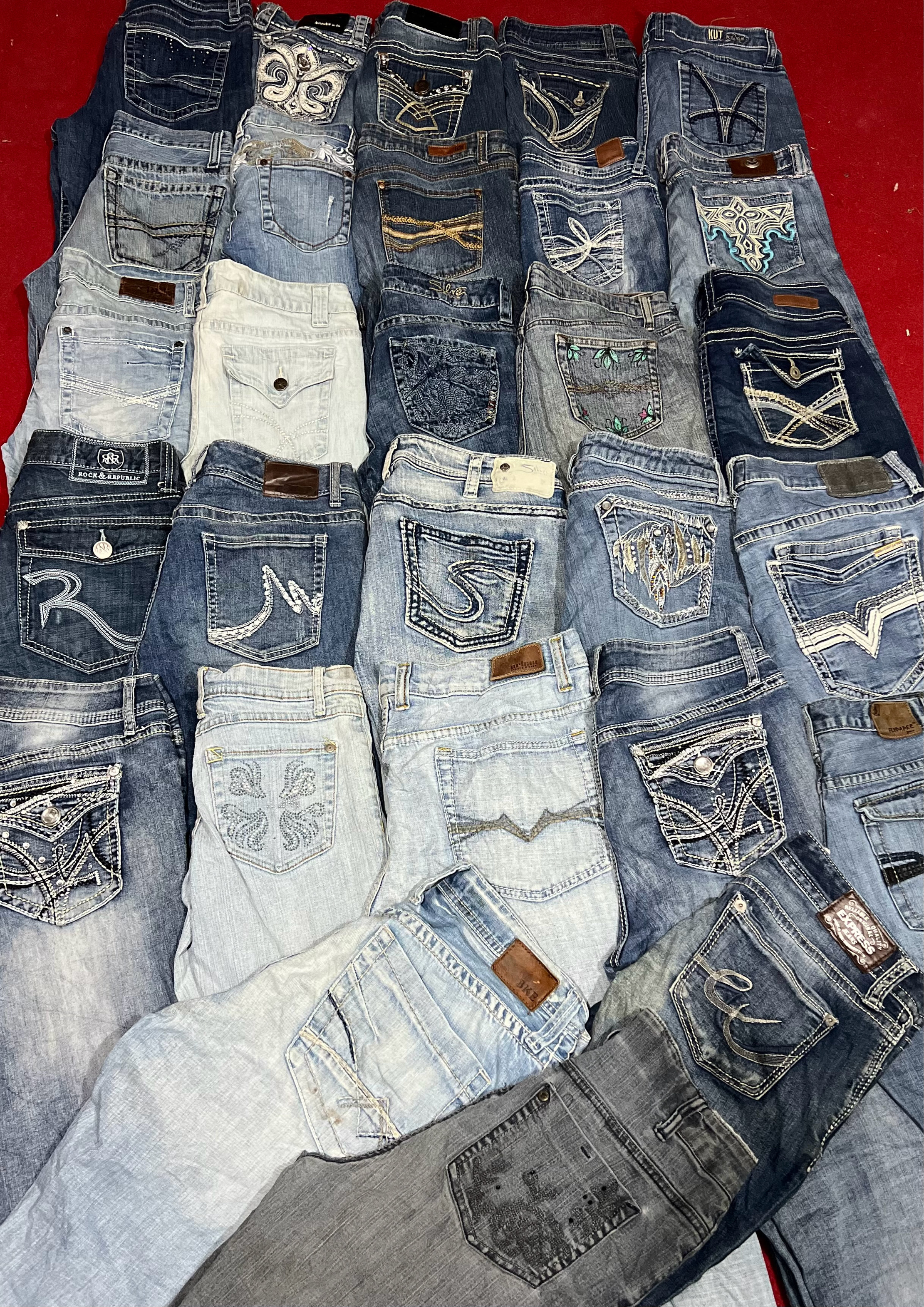 Y2K flared jeans pant embroidery