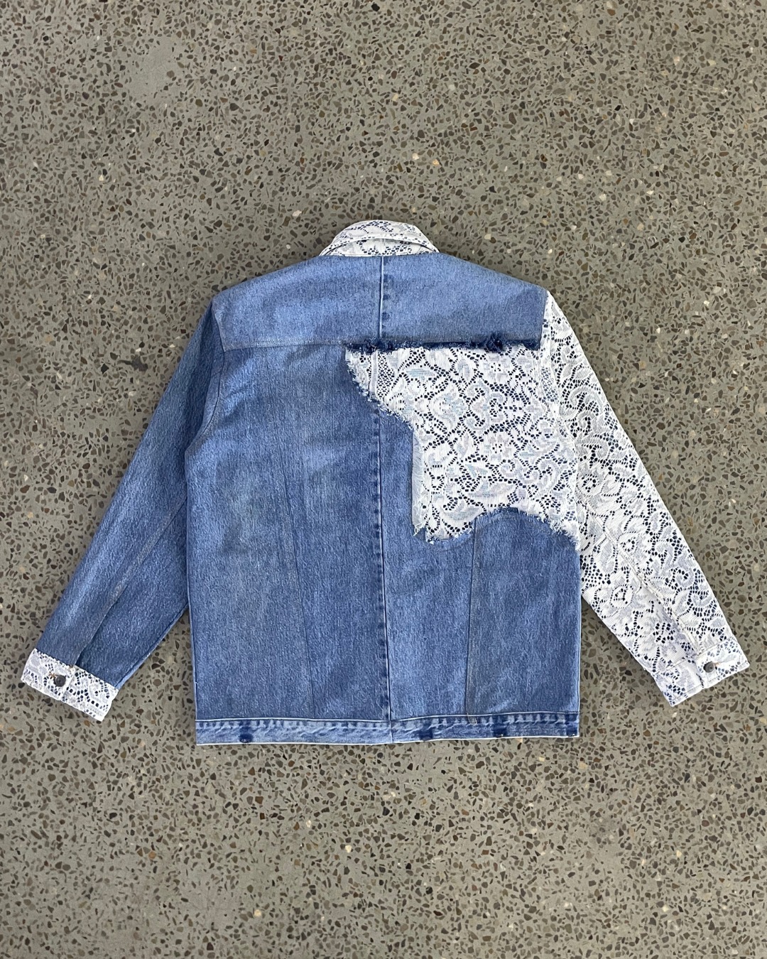 Upcycled Lace-Panel Denim Jacket