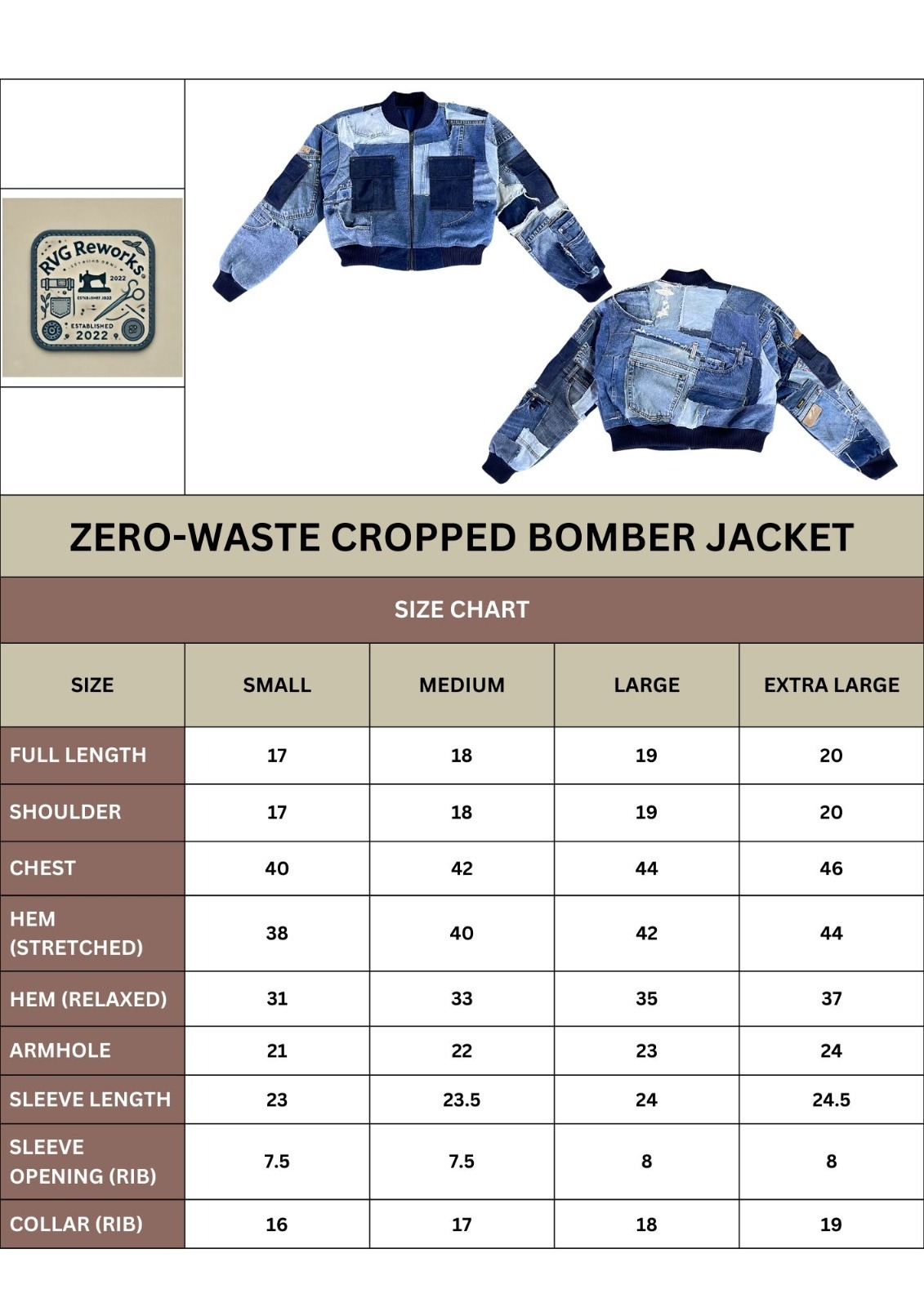 Upcycled Patchwork Denim Bomber Crop Jacket