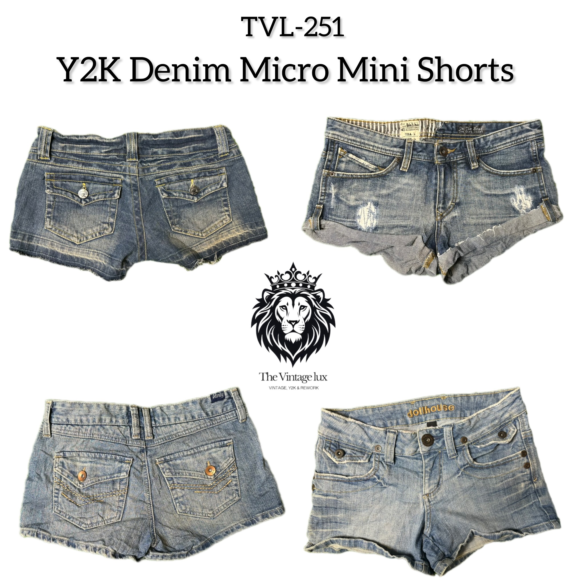 Y2K Denim Mikro Mini Shorts (TVL-251)