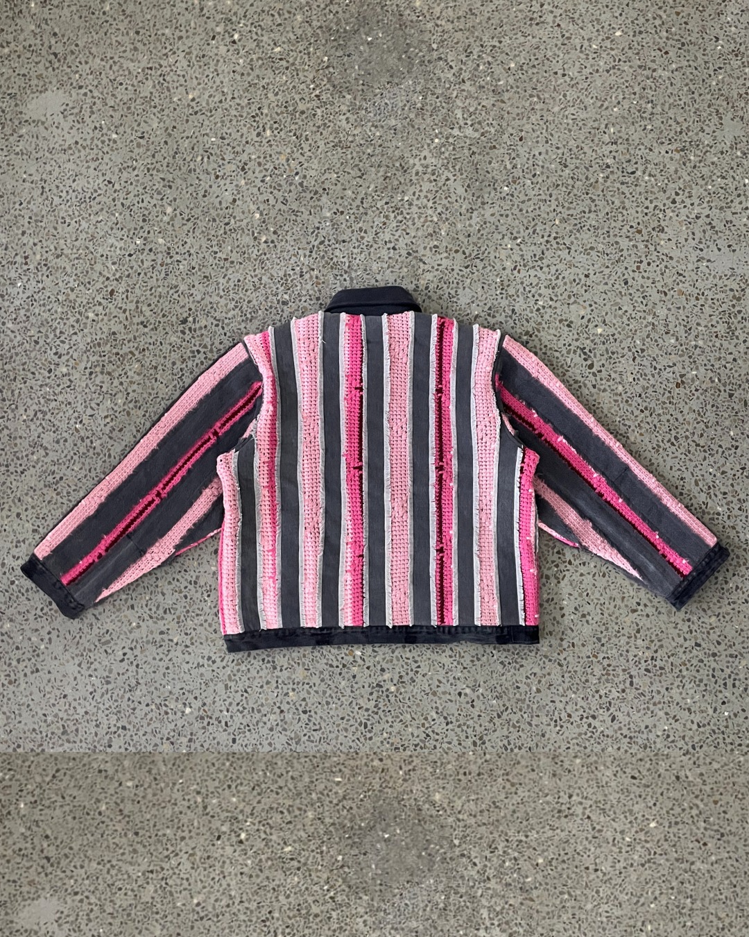 Upcycled Crochet Panel Denim Jacket