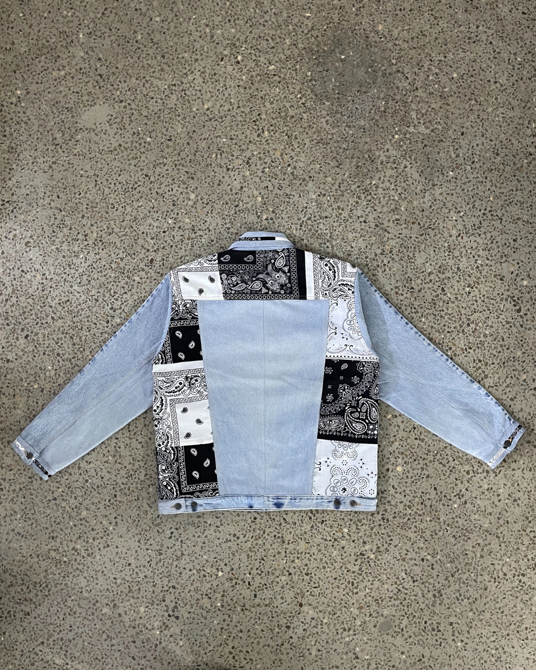 Upcycled Bandana Panel Denim Jacket