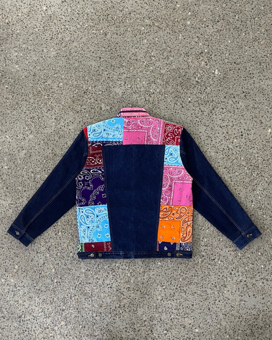Upcycled Bandana Panel Denim Jacket