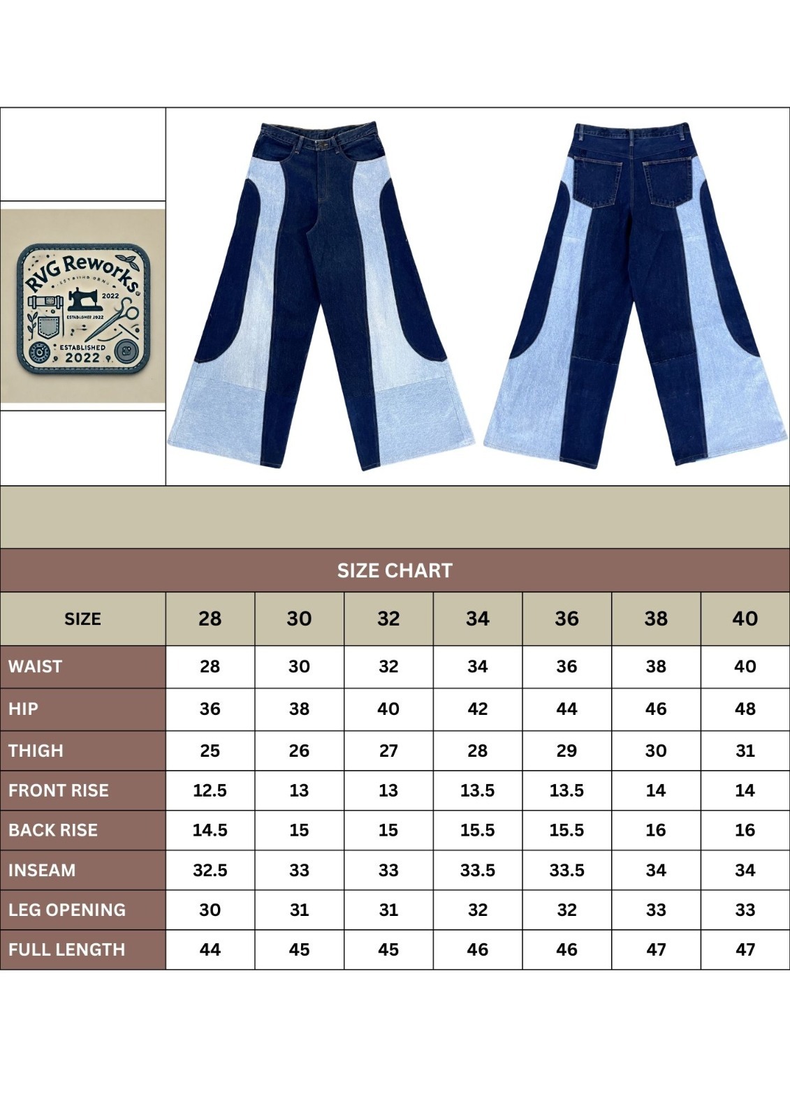 Upcycled Curved-Panel Denim Trousers