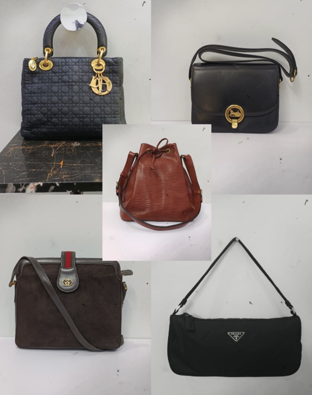 Louis Vuitton, Prada, Celine, Gucci & Christian Dior Bundles of 5 Branded Bags
