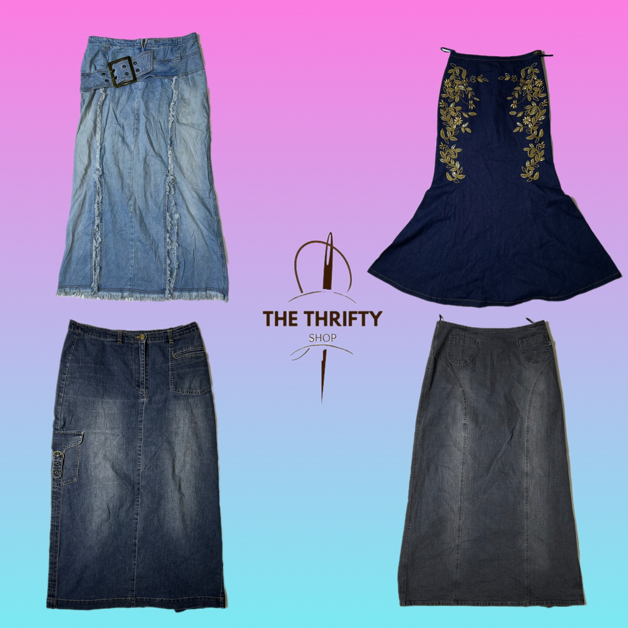 Y2k Unique Long Denim skirts ( SU 286)