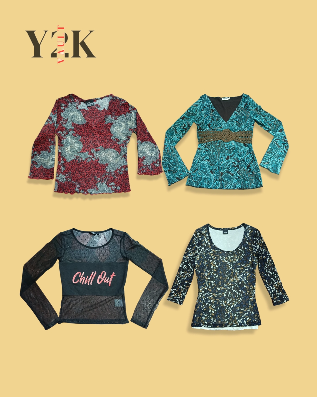 Y2K Grunge Full Sleeve Mesh Top (Yv-572)
