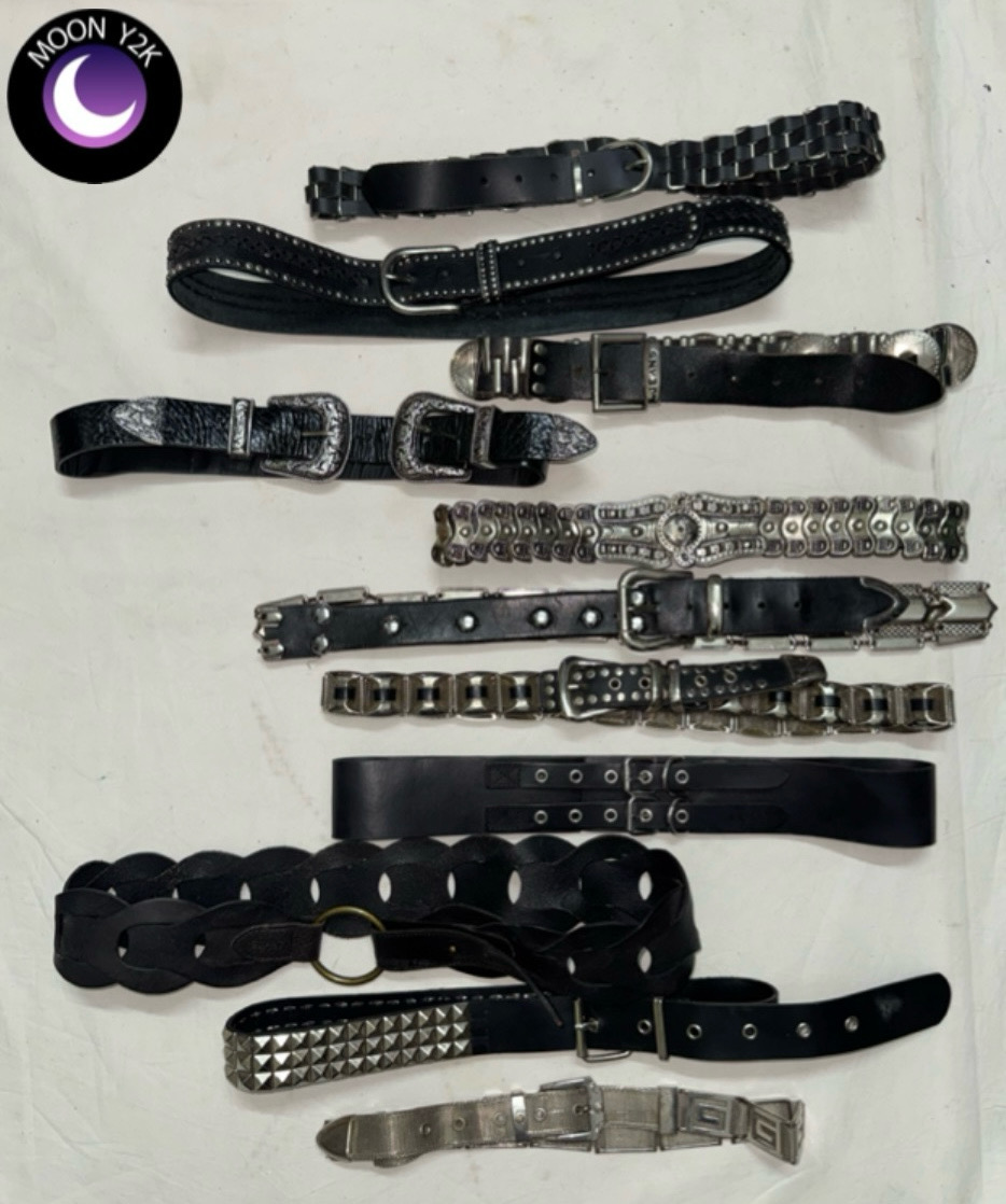 Y2K Gothic heavy Metallic Leather belts