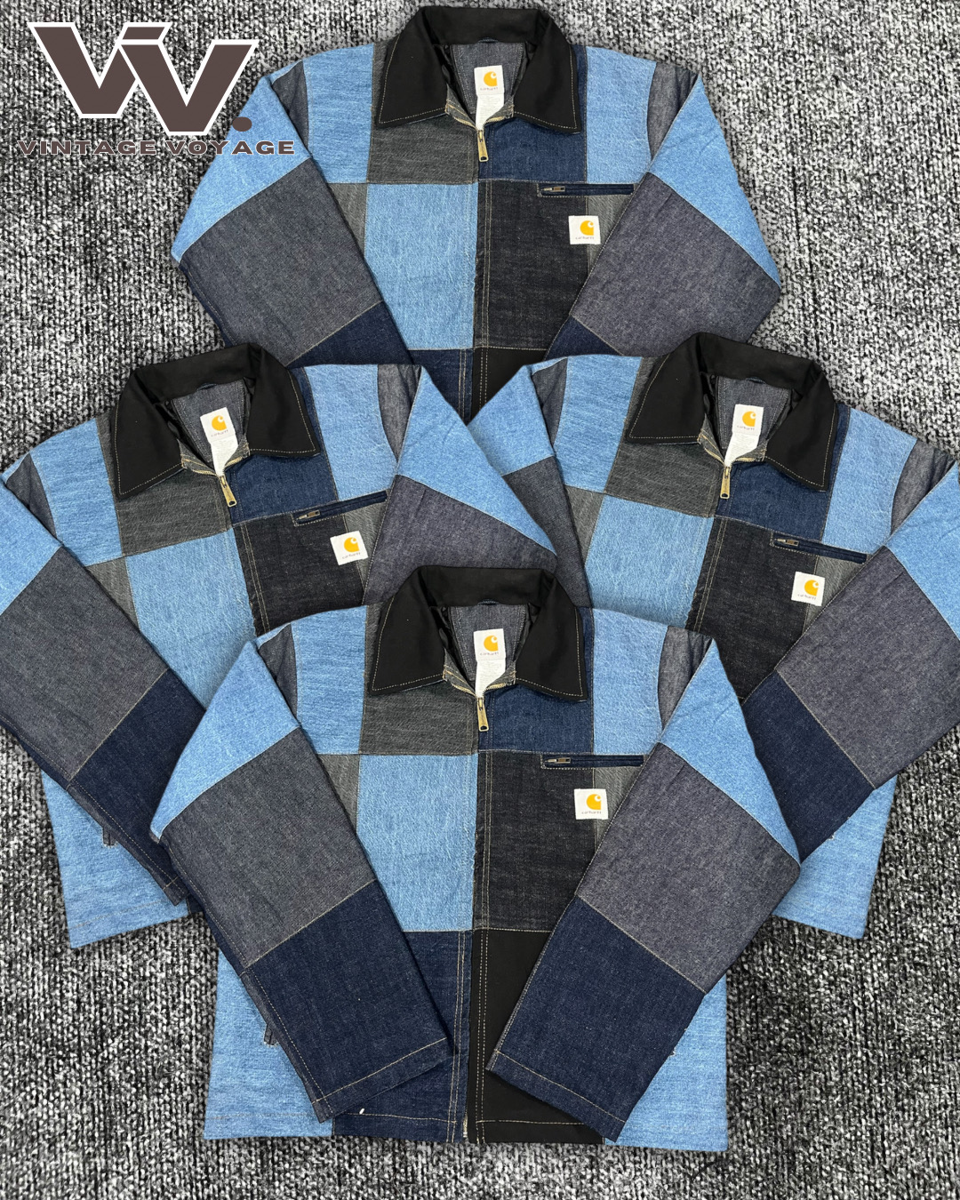 Veste en denim patchwork Detroit Carhartt retravaillée #5126