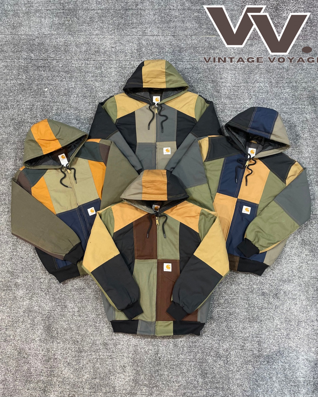 Veste à capuche en patchwork relookée Carhartt #5126