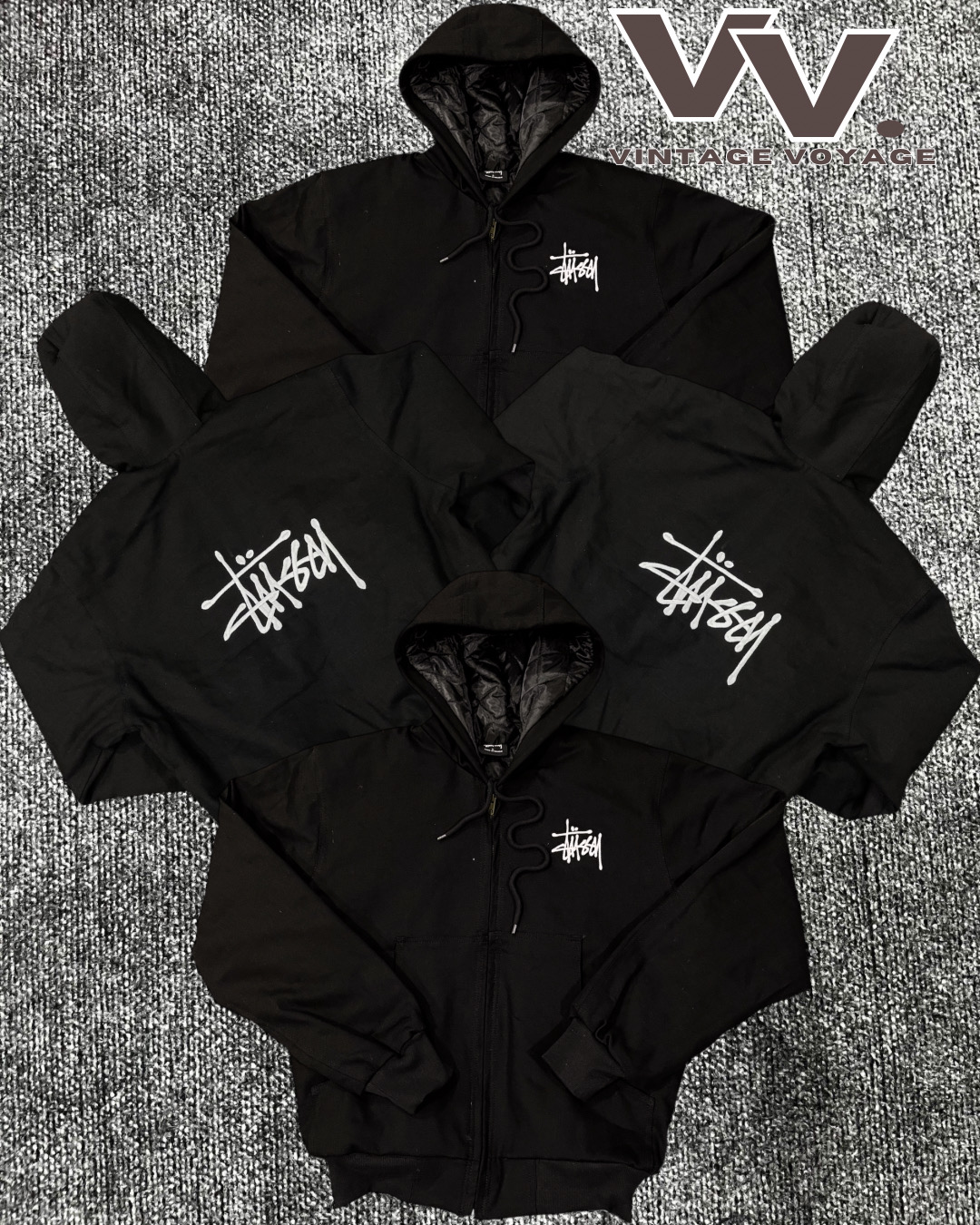 Stussy retravaillé style vestes à capuche noires #5126