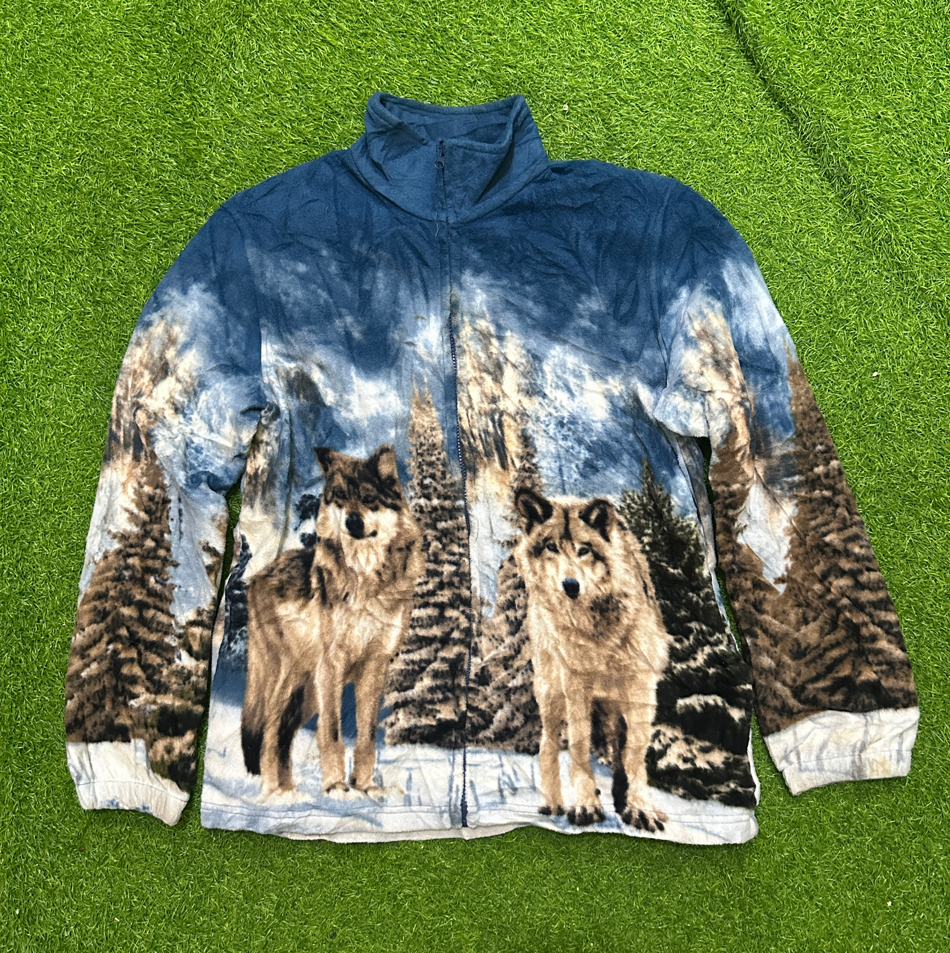 giacca in pile con stampa animale