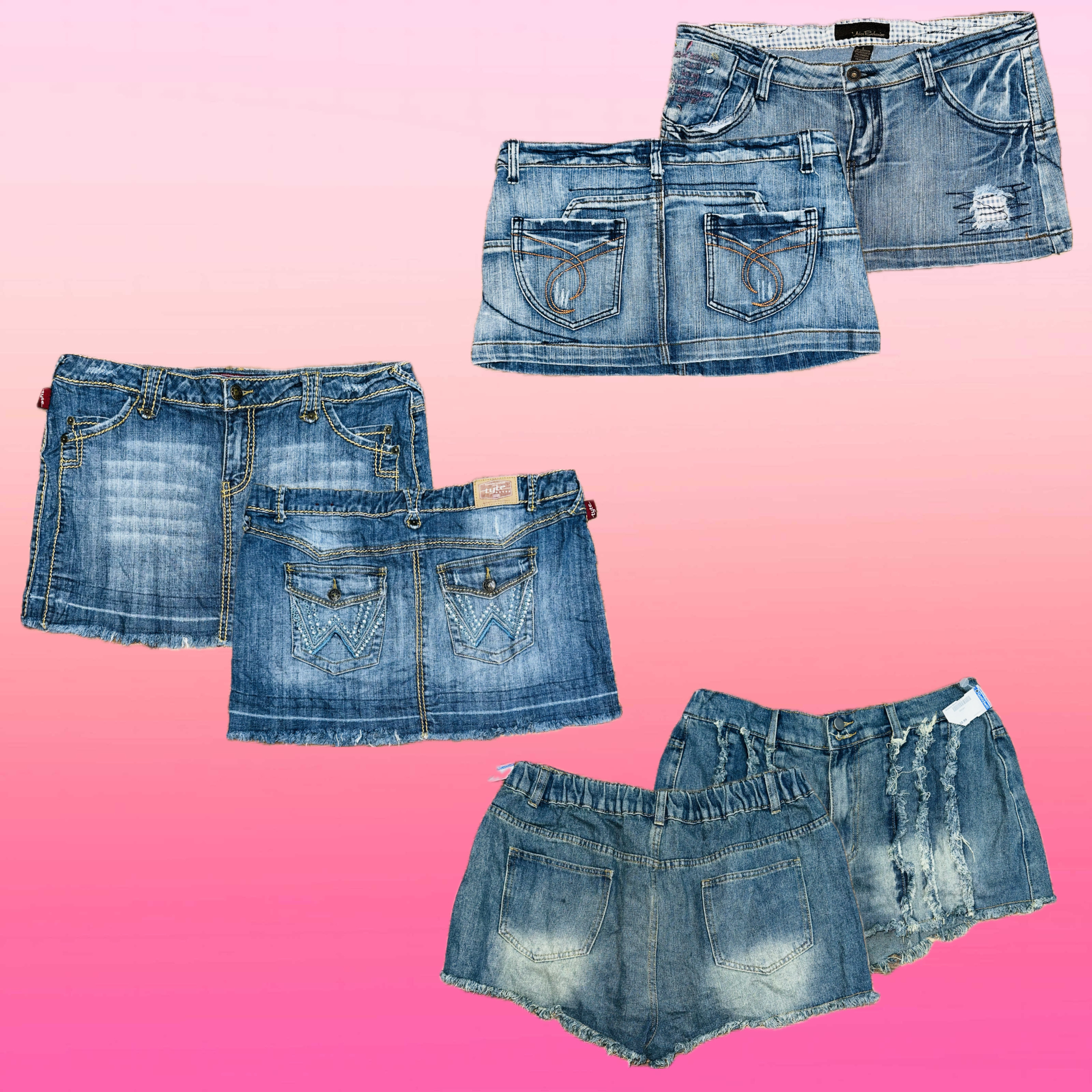 Y2K denim Micro mini Skirt