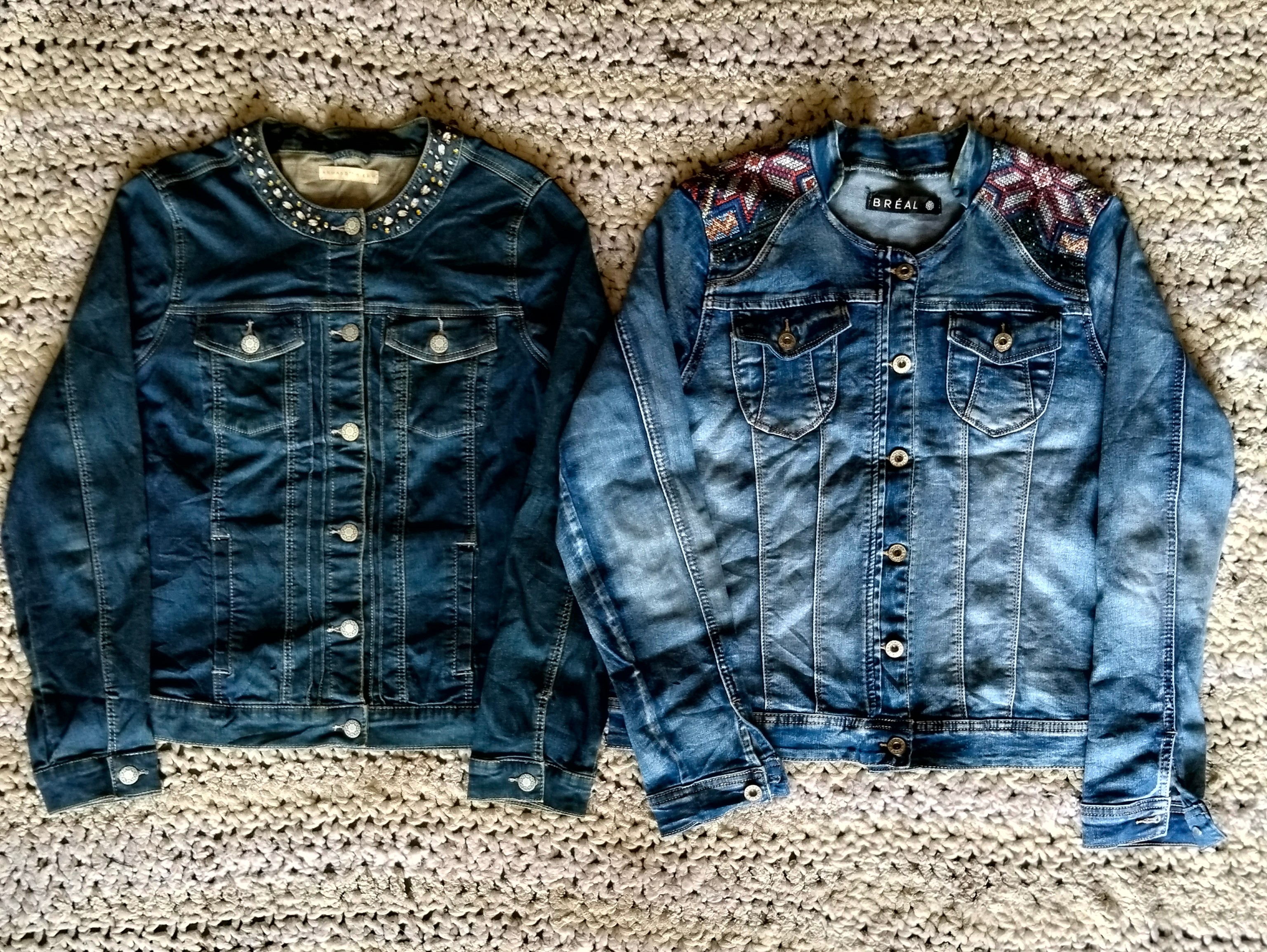 Veste femme en denim à col rond