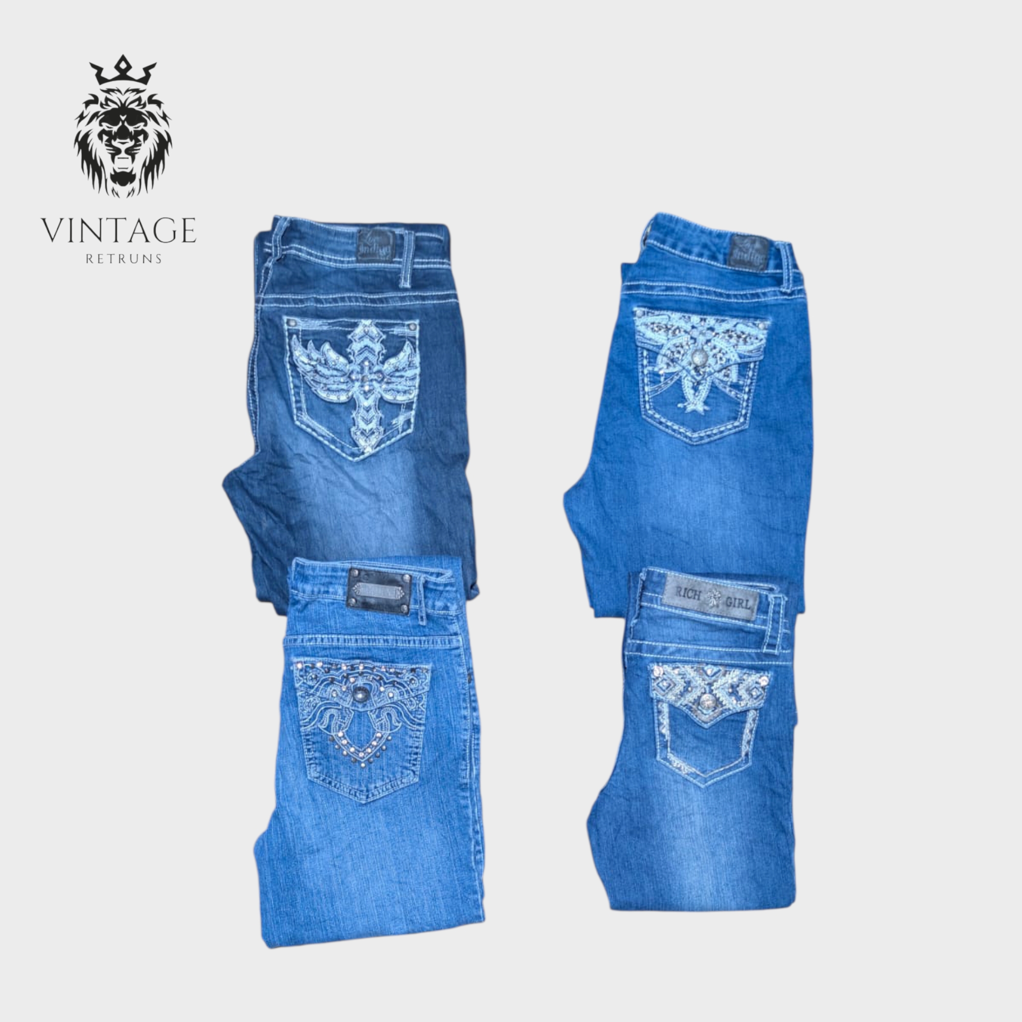 Y2K Embellished And Embroidered Flare Jeans