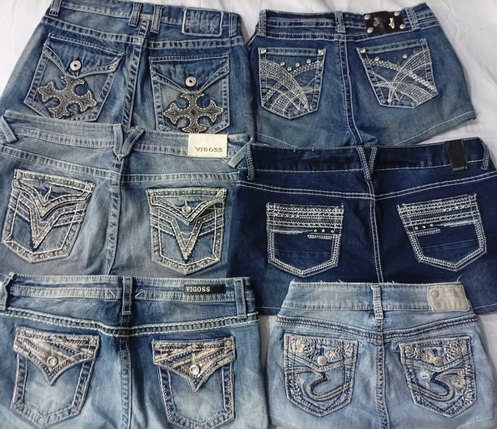 CR5828 Shorts Y2K revalorisés et ornés