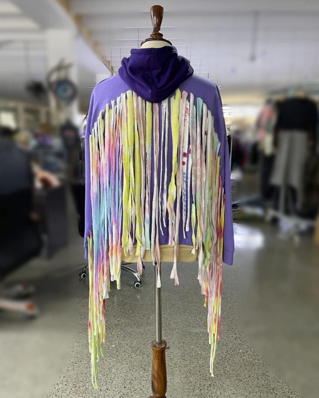 Upcycled Fringe Hoodie