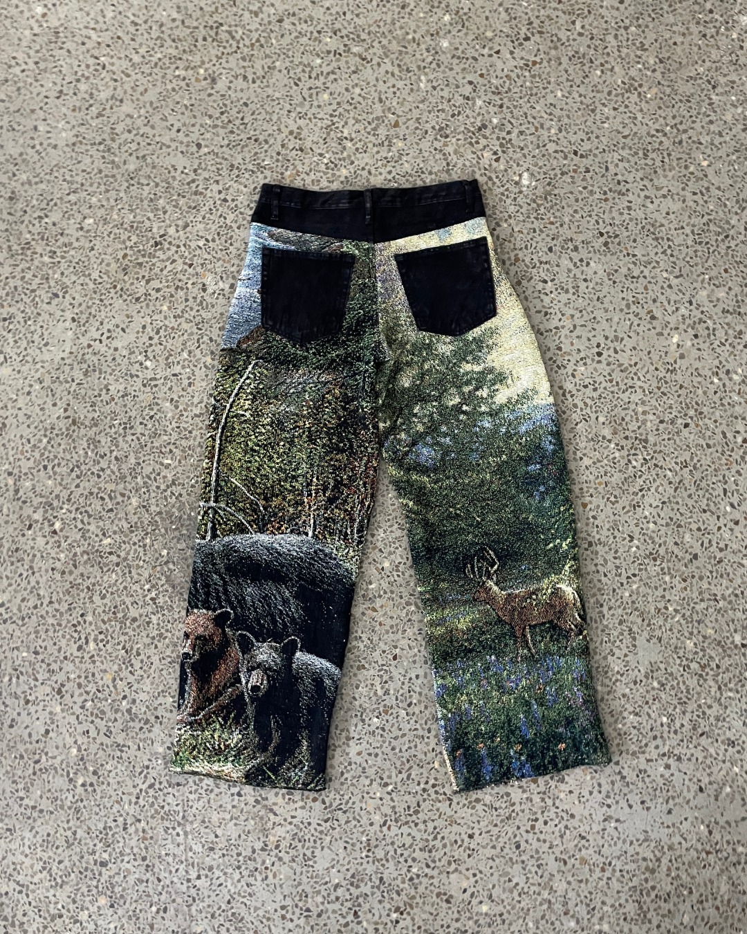 Pantalons droits en tapisserie upcyclée