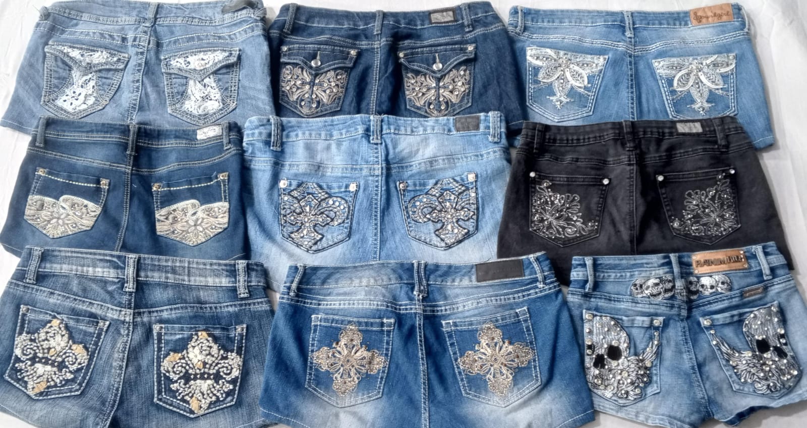 CR5831 Upcycled Embellished Y2K Shorts