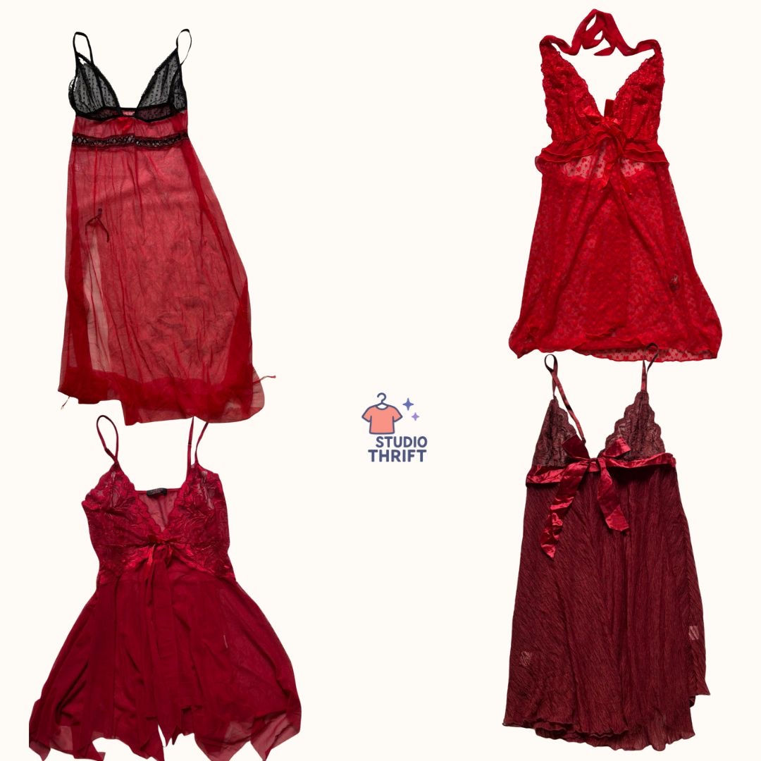 Y2K Red Lingerie Bundle - Lace Nightie Mix(DR-028)