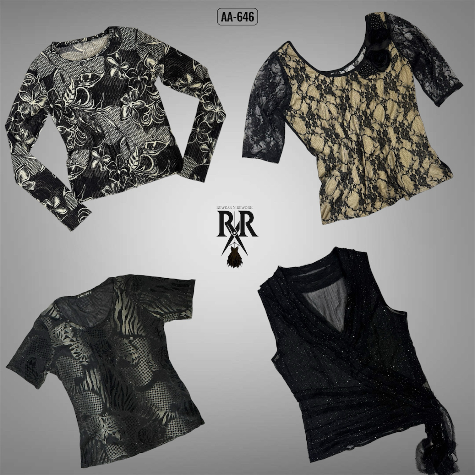 Y2K Black Gothic Mix Tops (AA-646)