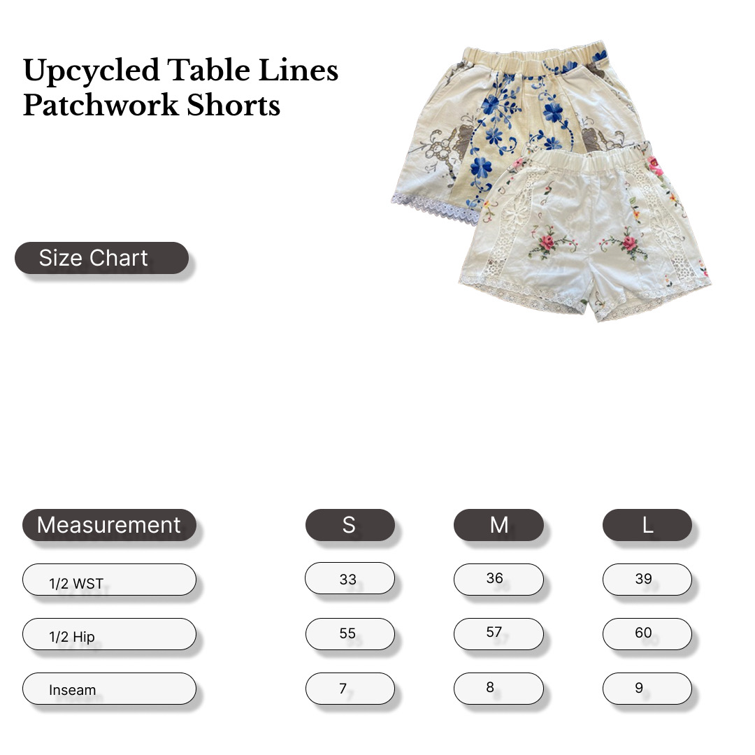 SS26 Upcycled Table Linen Patchwork Shorts