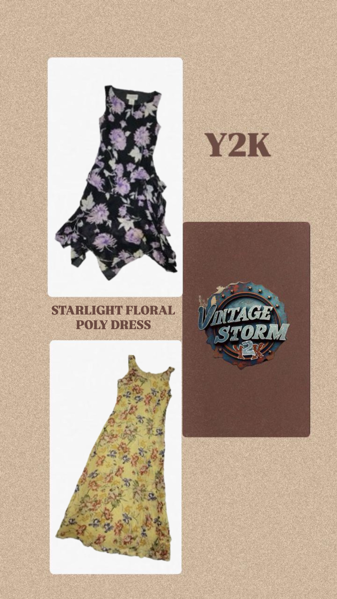 Y2K Starlit Floral Poly Dress
