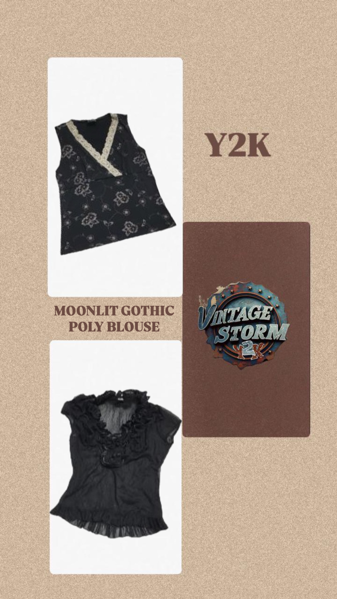 Blusa de Poliéster Gótica à Luz da Lua do Y2K