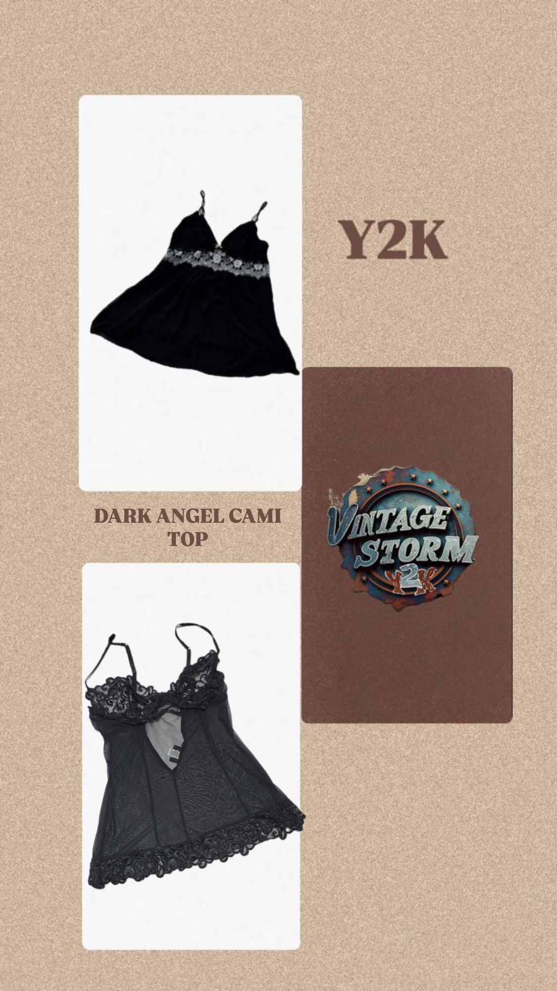 Y2K Dark Angel Cami Tops