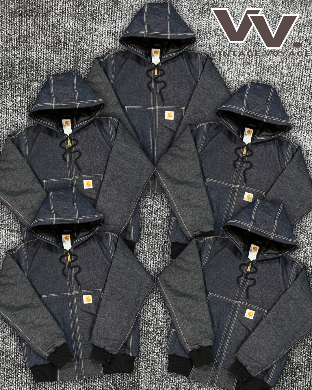 Veste active en denim à couture blanche Carhartt retravaillée #7126